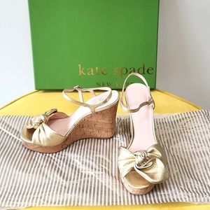 Kate Spade gold metallic sheep Nappa sandals